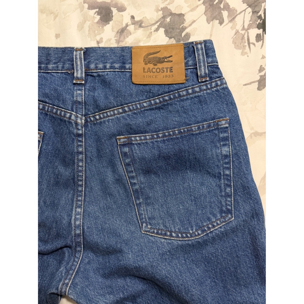 Lacoste Vintage Mens Straight Leg Jeans Blue Denim Button Fly Size 32x31